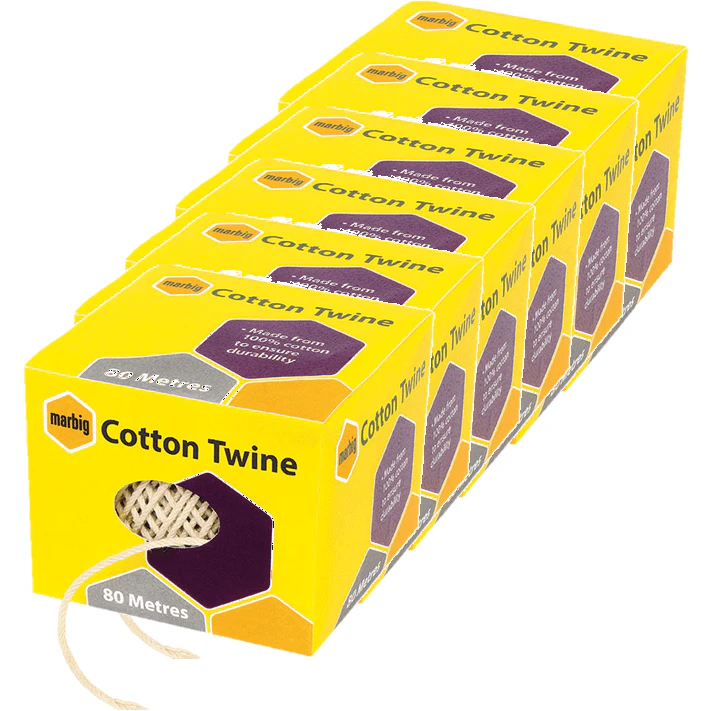 Marbig Cotton Twine 80m Ball Packaging String Rope Pack 6