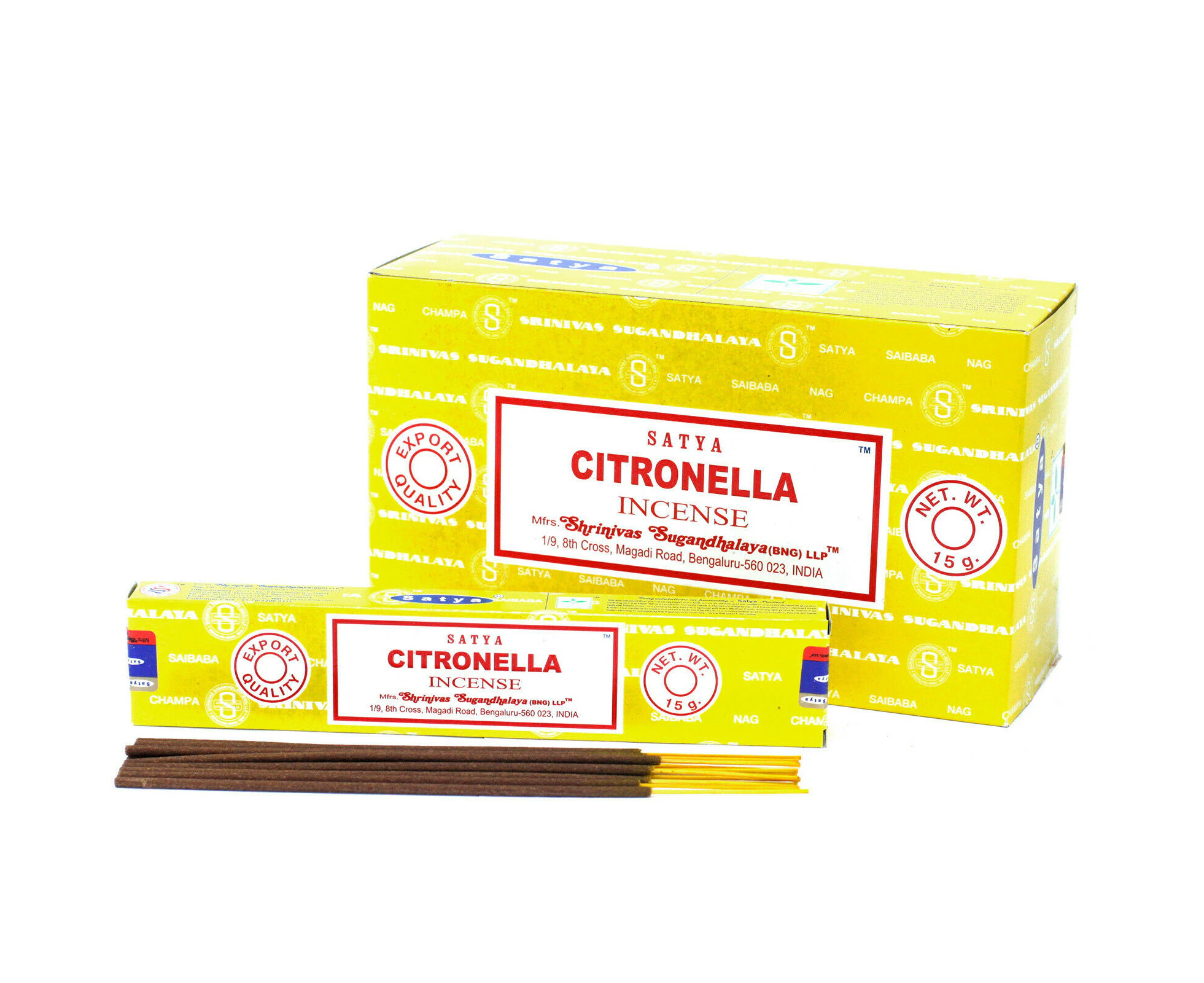 Citronella 12 Packs Satya Incense Sticks Natural Meditation Home Yoga Aroma Fragrance Scents