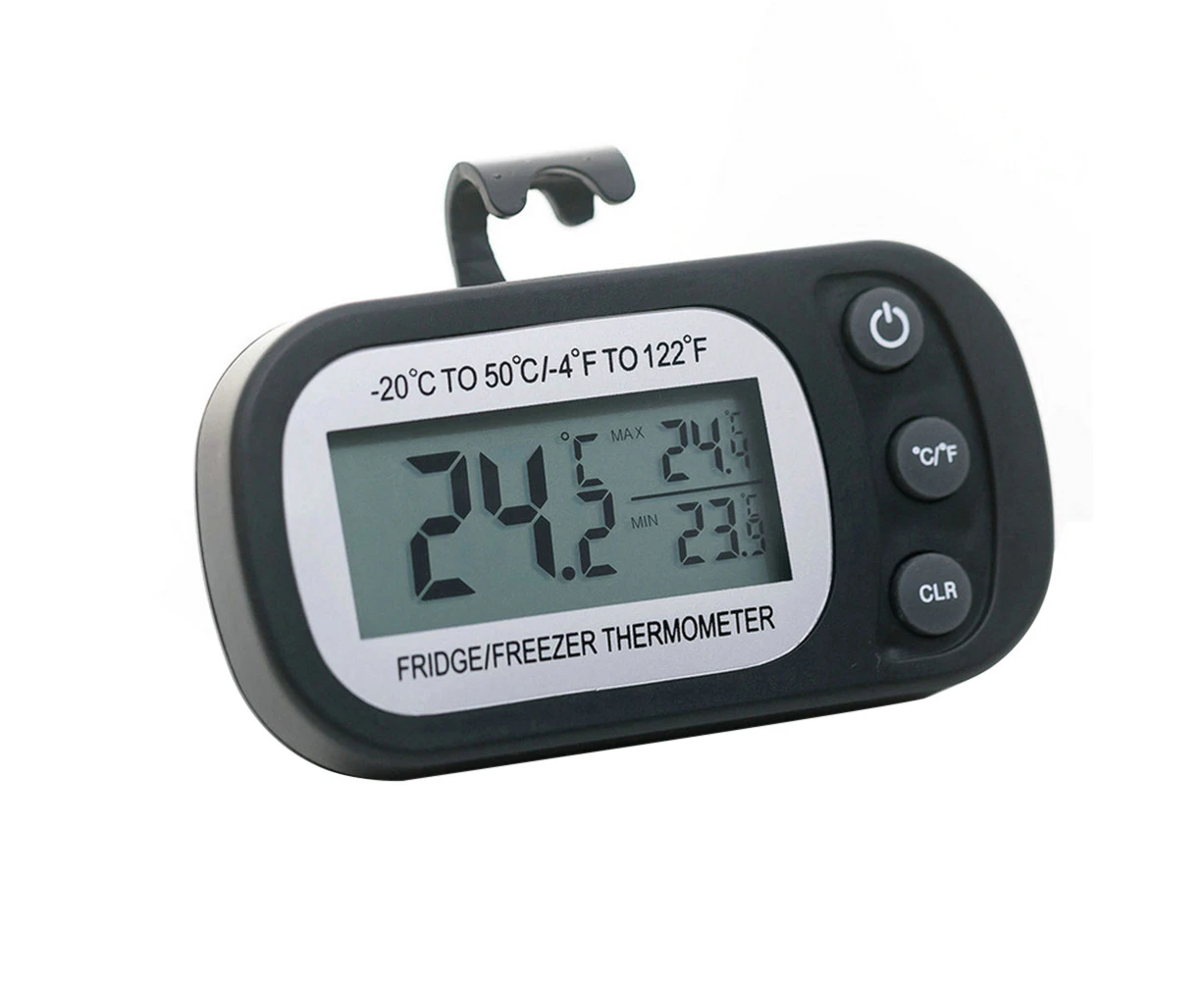 Refrigerator Hanging LCD Screen Digital Thermometer Waterproof Temperature Gauge Black