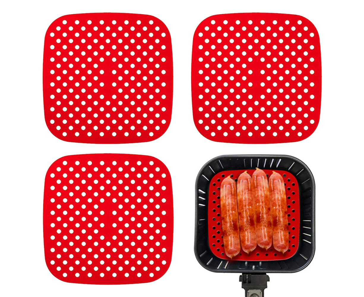 Reusable Silicone Air Fryer Liners 3 Pack, Easy Clean Air Fryer Accessories, Non Stick, AirFryer Accessory