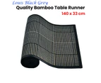 Louis Bamboo Table Runner Black Grey 140 x 33cm