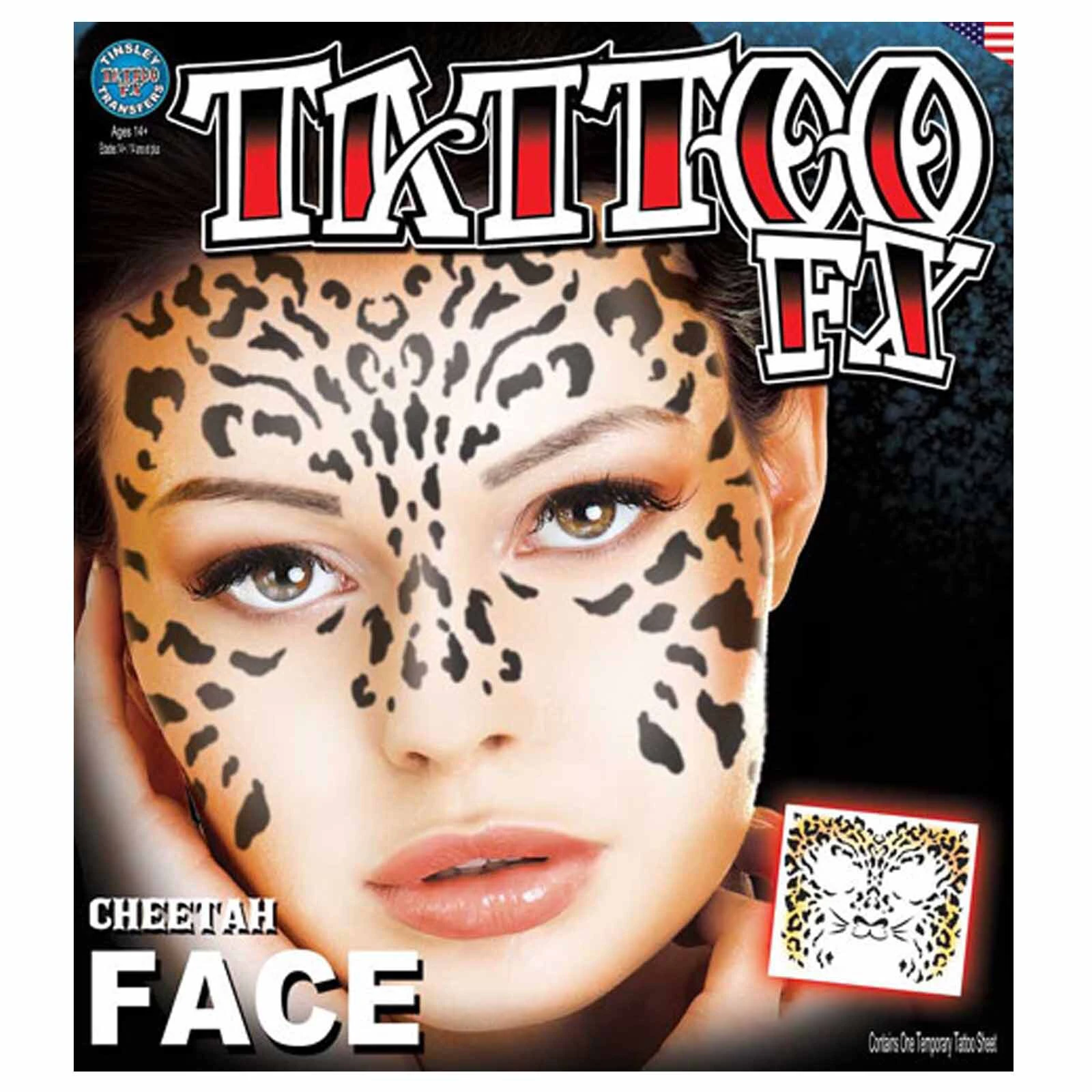 Cheetah Full Face Temporary Tattoo