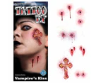 Vampire Kiss Wounds Cross Temporary Tattoo