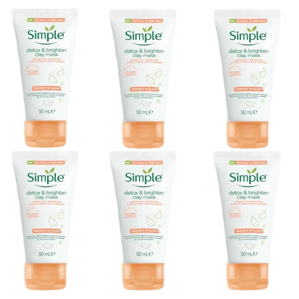 Simple Protect and Glow Detox and Brighten Clay Mask 50ml x 6 Value Pack