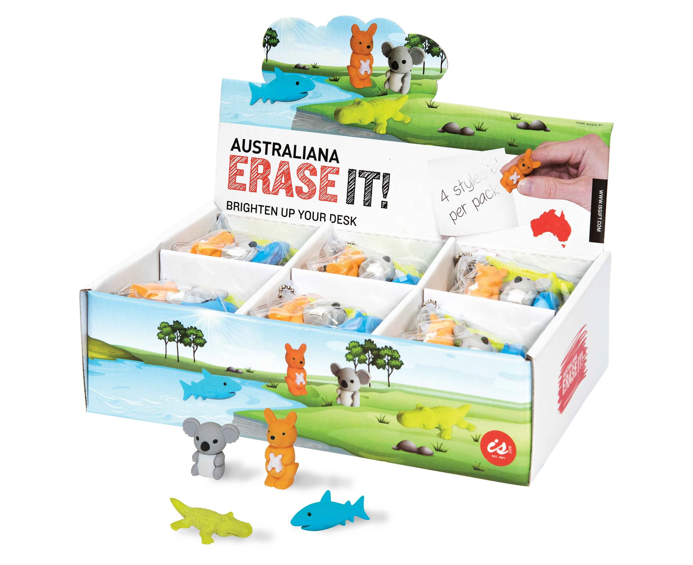 ERASE IT! AUSTRALIA - Fun Colourful Aussie Animal School Rubber Erasers - 4 Pack