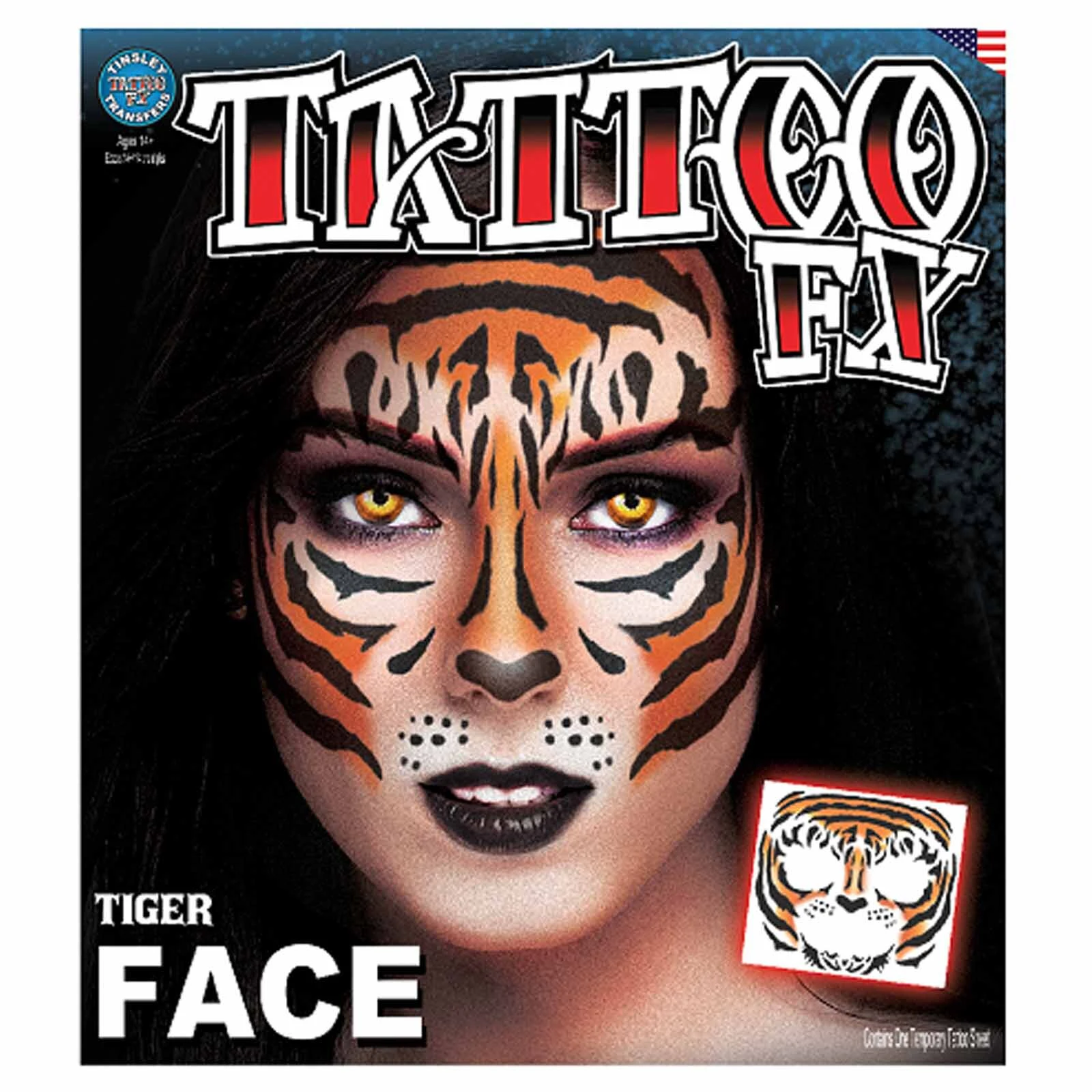 Tiger Full Face Temporary Tattoo