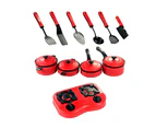 11Pcs Simulation Kitchen Cookware Pretend Role Play Toy for Kids Birthday Gift Red