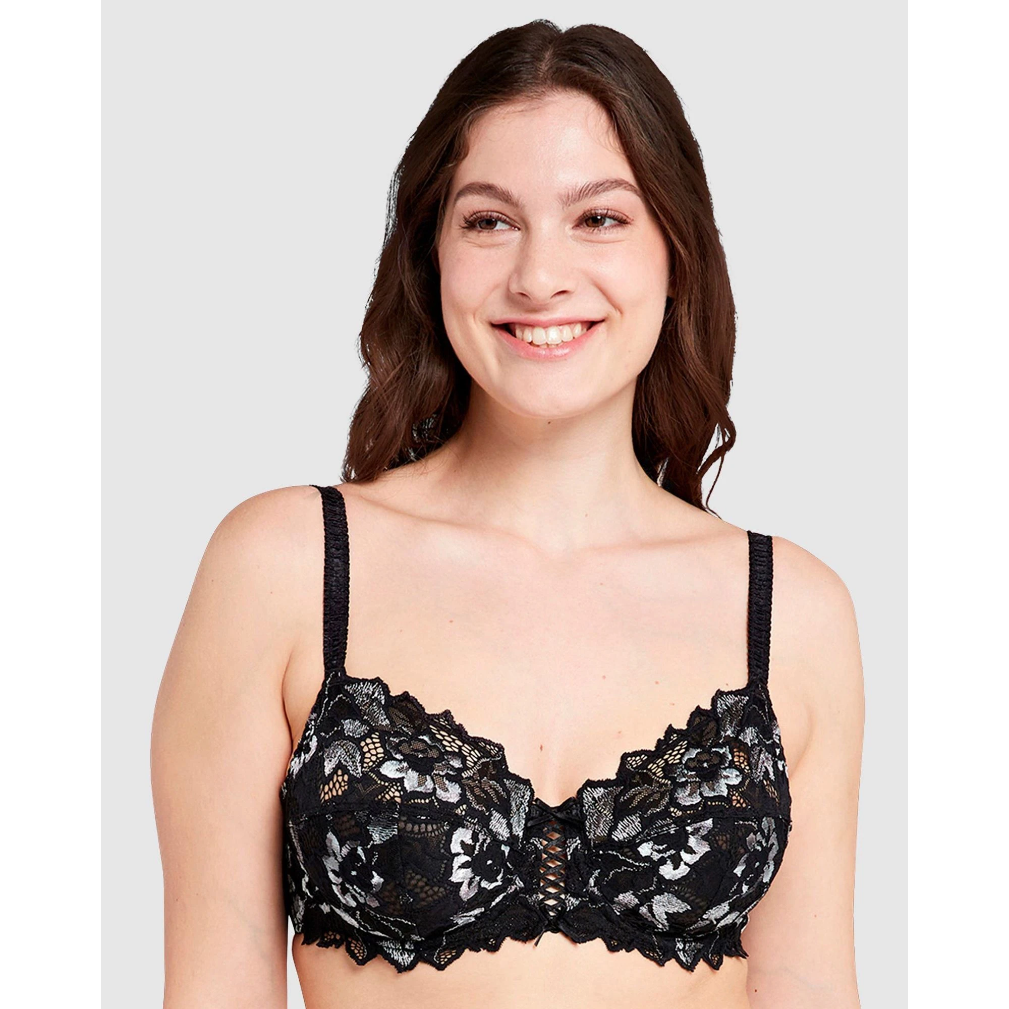 Sans Complexe Arum Gala Wired Full Cup Lace Bra in Black Grey White