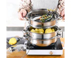 Stainless Steel Meat and Vegetable Steamer - 3 Tiers