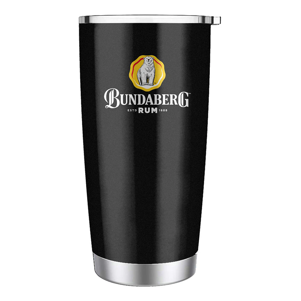 Bundy Bundaberg Rum BLACK Stainless Steel Travel Coffee Mug Cup