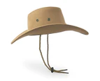 Faux Felt Leather Cowboy Sun Hat - Beige