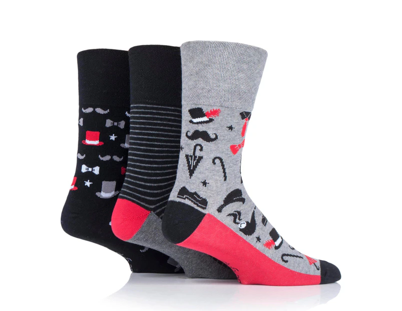 GENTLE GRIP 3Pk Business Socks-Fun Feet-Mens 6-11 - Gentleman