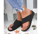 Women Fashion Large High Wedge Heel Thick Sole Anti-slip Flip Flops Sandals-Brown