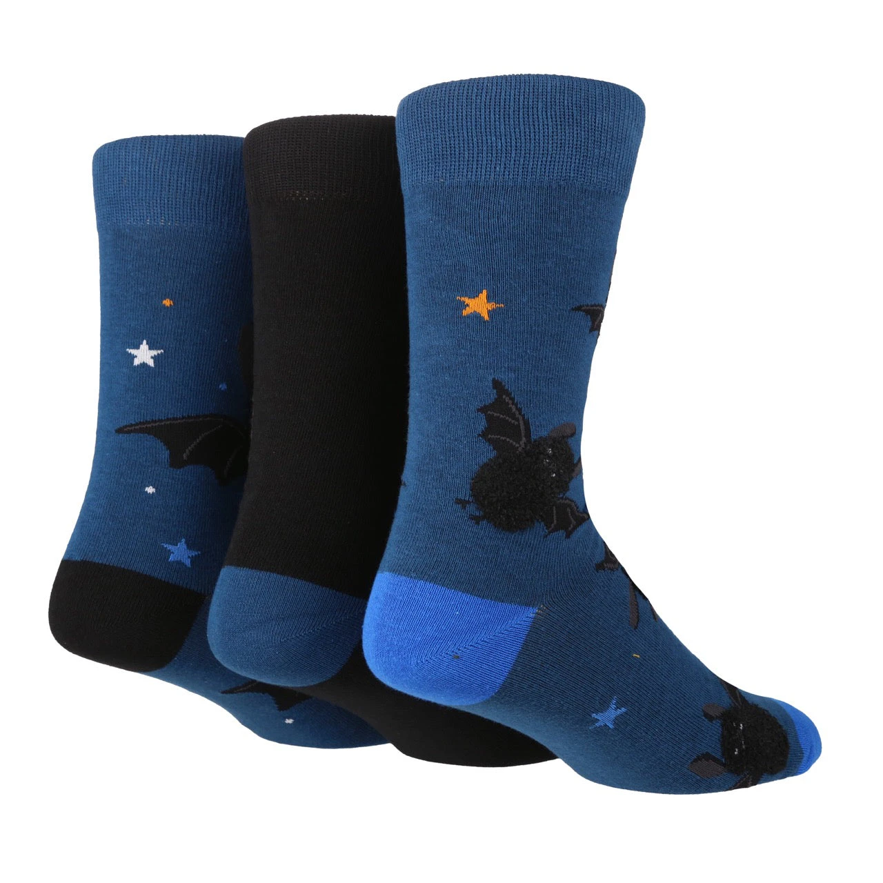 WILDFEET 3PK Jacquard Novelty Cotton Socks - Mens 7-11 - Bat