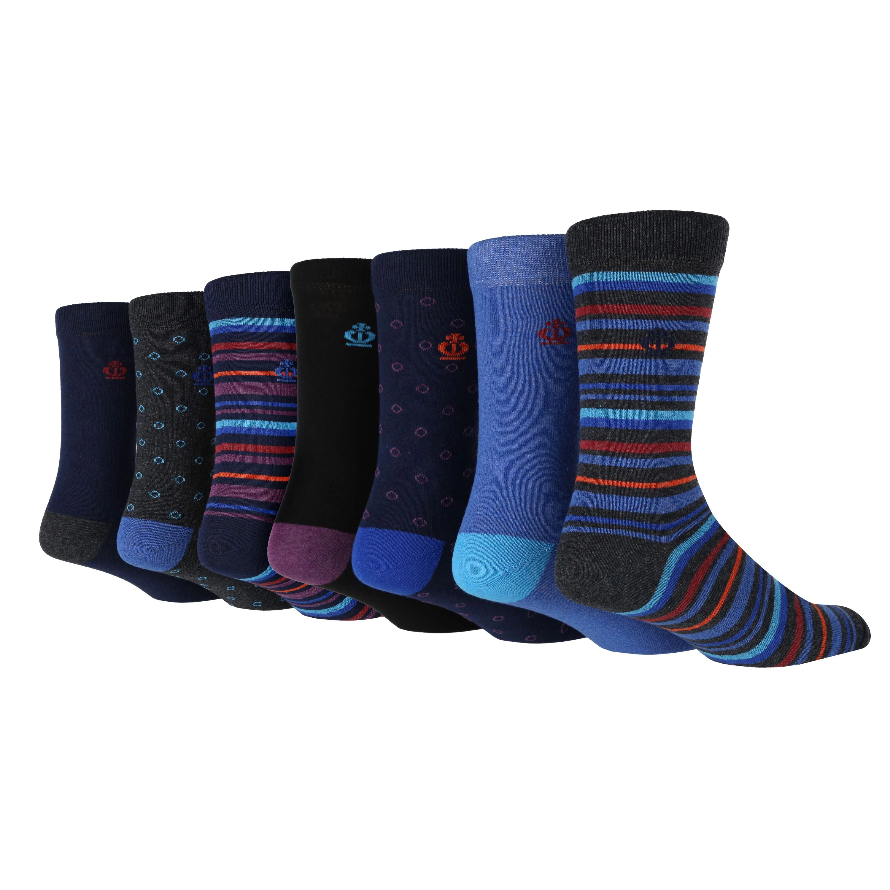 JEFF BANKS 7Pk Jacquard Socks - Mens 7-11 - JB Stripe Plain Spot