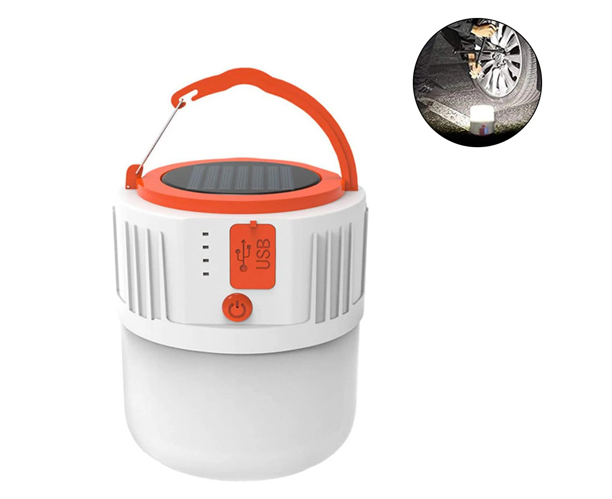 LED Camping Lantern Rechargeable, Power Bank 2400mAh, Solar Camping Lights- Remote, IPX45 Waterproof, 5 Light Mode - White