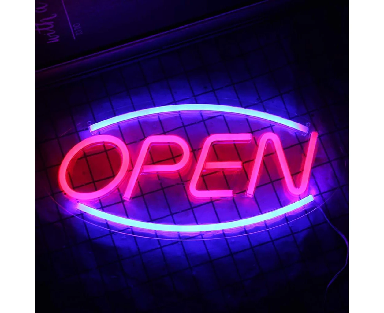 Neon Open Sign for Shop Two Light Modes, Steady Flashing Electronic Illuminated Signs for Shop Wall Glass Window Store