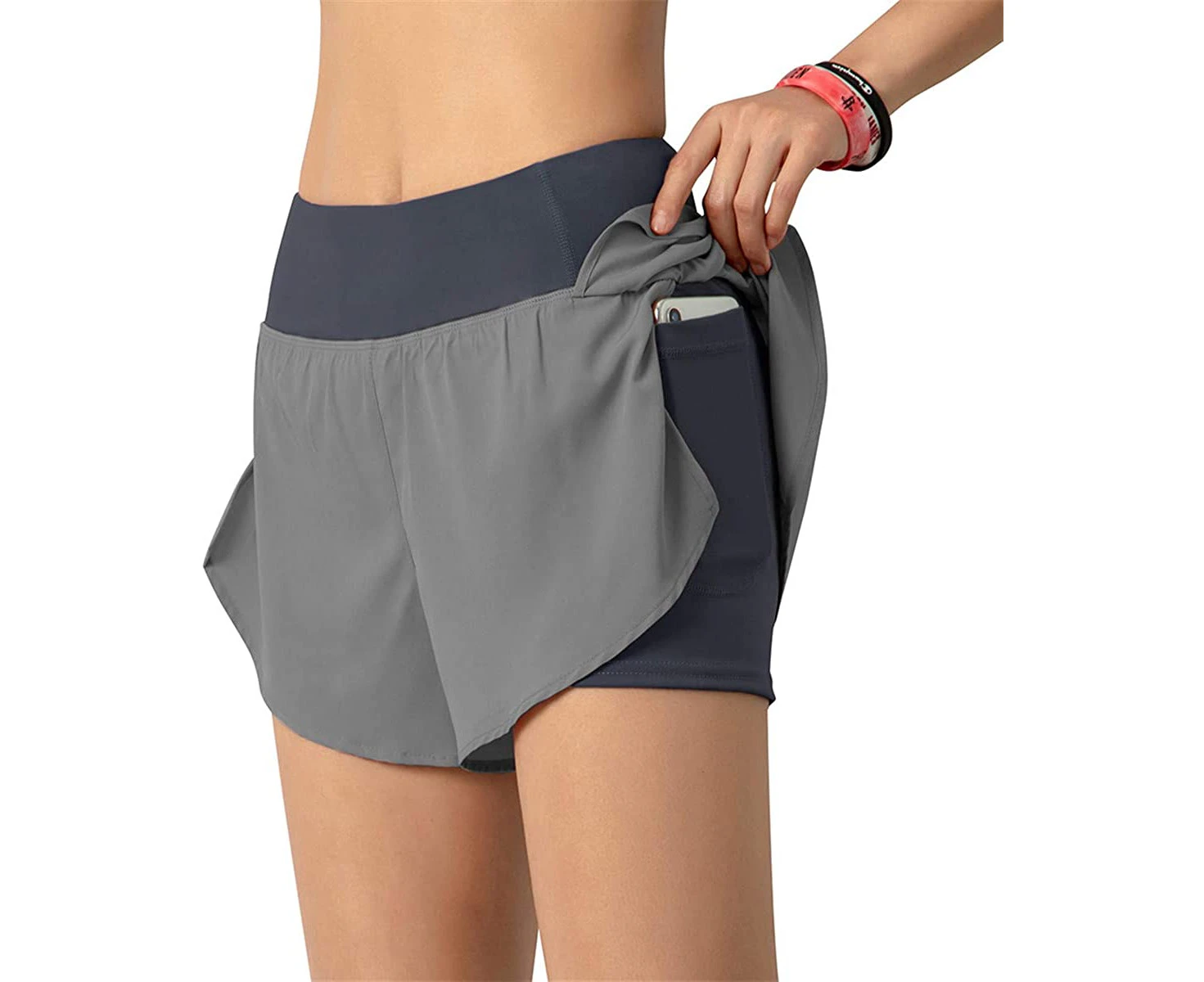 Women Running Shorts 2 in 1 Yoga Shorts with Phone Pocket Double Layer Liner Workout Short Pants$Womens 2 in 1 Yoga Gym Sport Shorts Workout - Blue