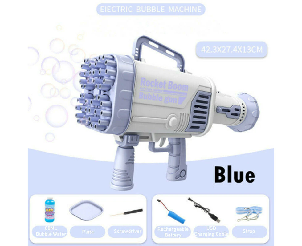 Blue Automatic Bazooka Jumbo Bubble Gun