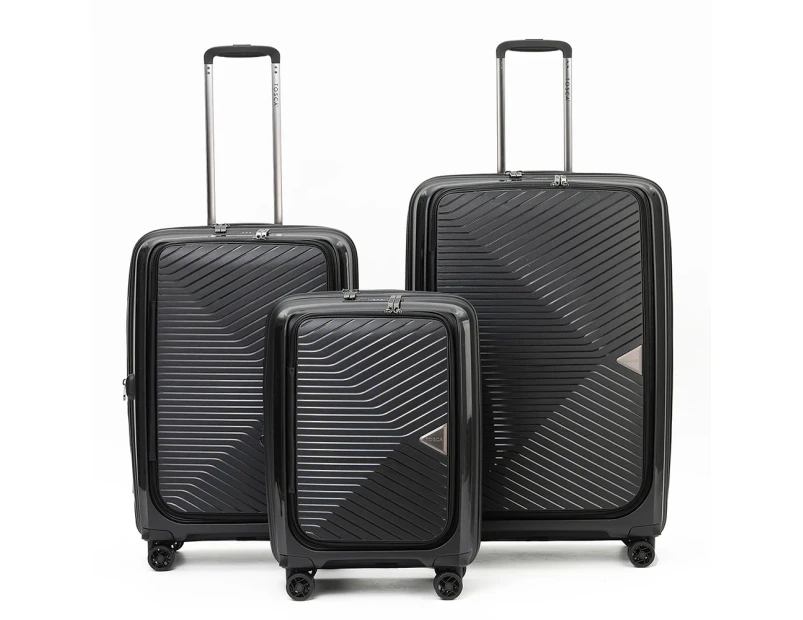 3pc Tosca Space X 20" Carry On 25/29" Trolley Case Set Travel Suitcase Black