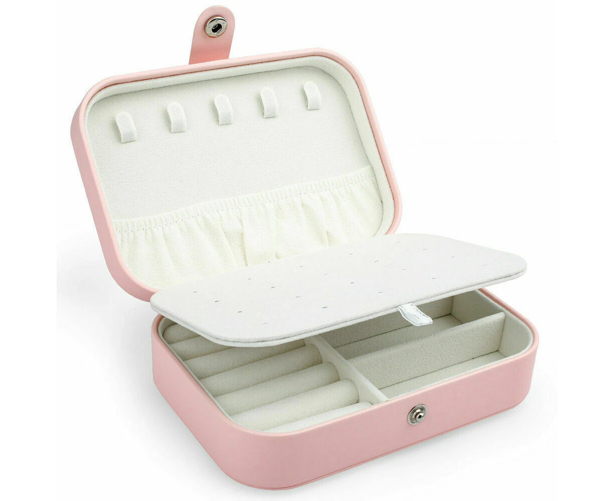 Portable Jewellery Box Travel Ornaments Ring Storage Organizer Makeup Case PINK