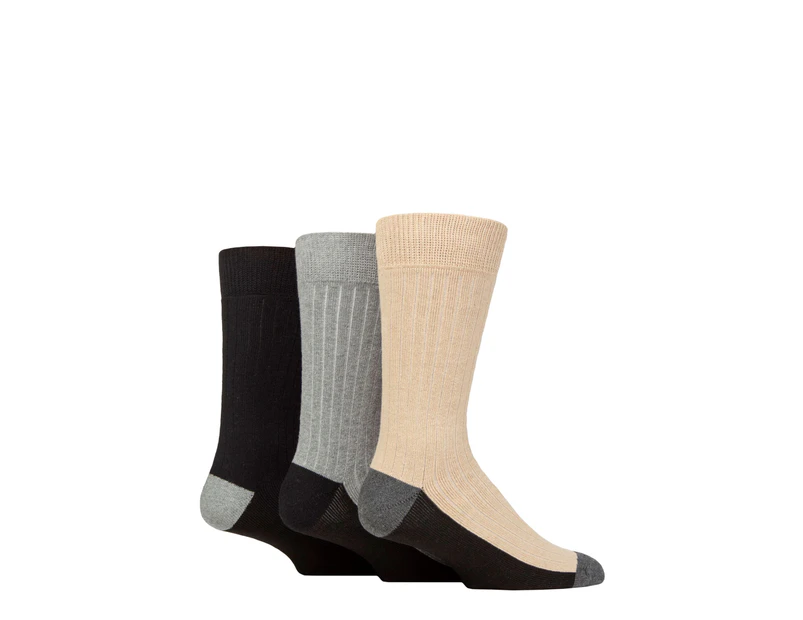 WILDFEET Men's 3PK Recycled Cotton Boot Sock - Beige Grey Black