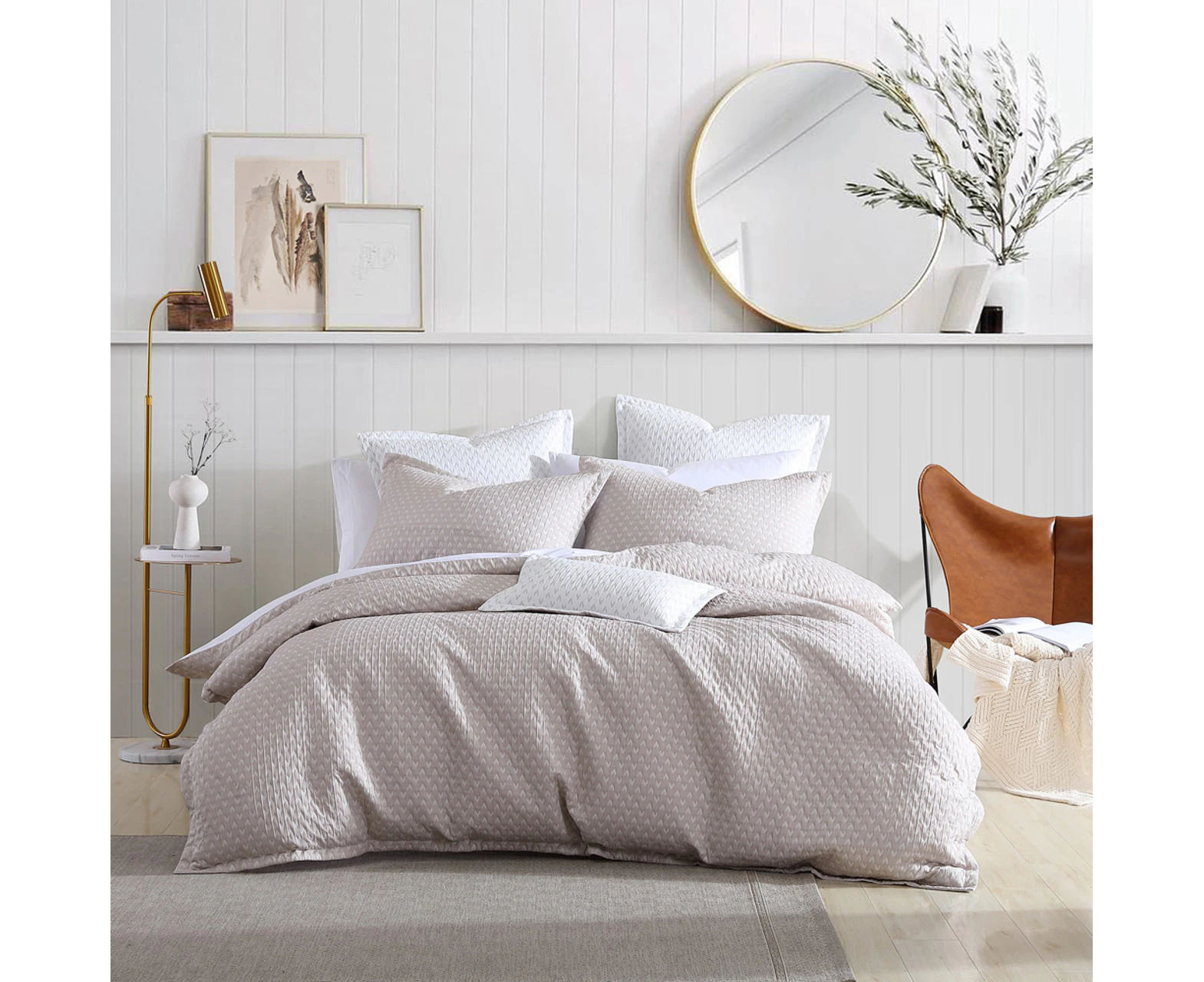 Platinum Collection Varsity Linen Duvet Doona Quilt Cover Set – King Bed