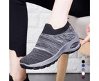 Women Walking Shoes Slip-on Breathable Knitted Platform Air Cushion Sneakers-Purple
