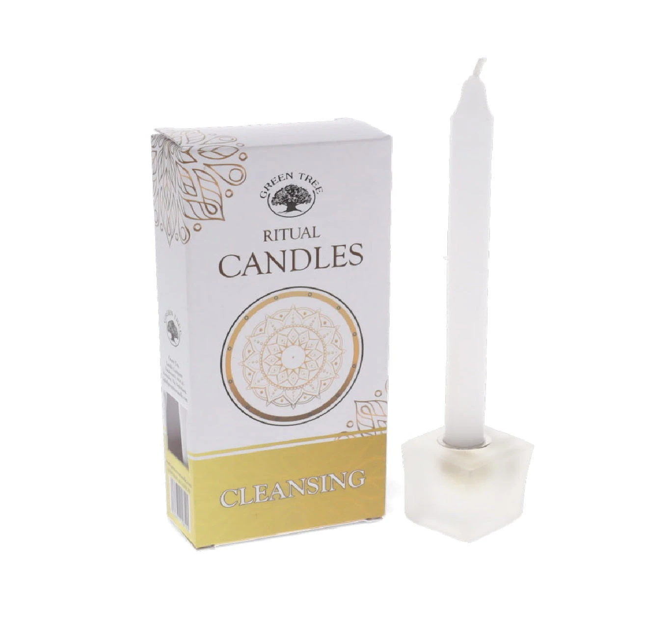 Crystal Wonderland Cleasing Green Tree Candles Rituals Spells - White