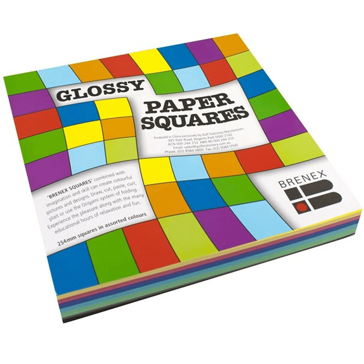 Brenex Glossy Square Paper Single Sided 254 X 254mm Assorted Pack 360