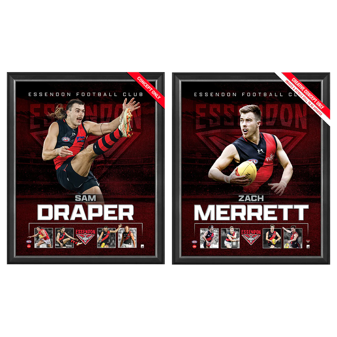 Essendon Package Official Licensed Afl Prints Framed Draper Merrett - 5557