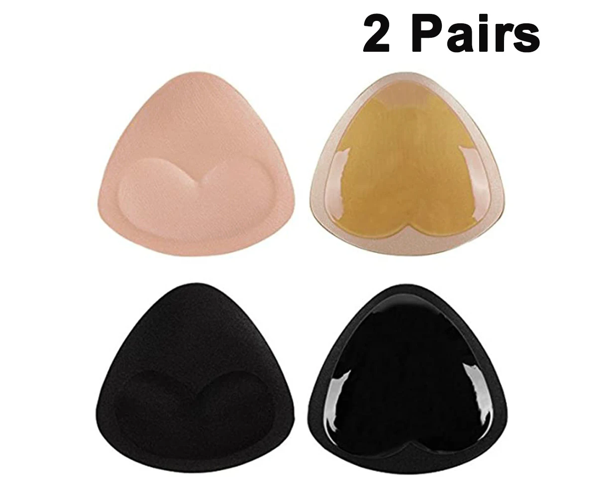 2 Pairs Silicone Bra Inserts Self-Adhesive Bra Pads Inserts Removable Sticky Breast Enhancer Pads Breast Lifter For Women - Triangle Style