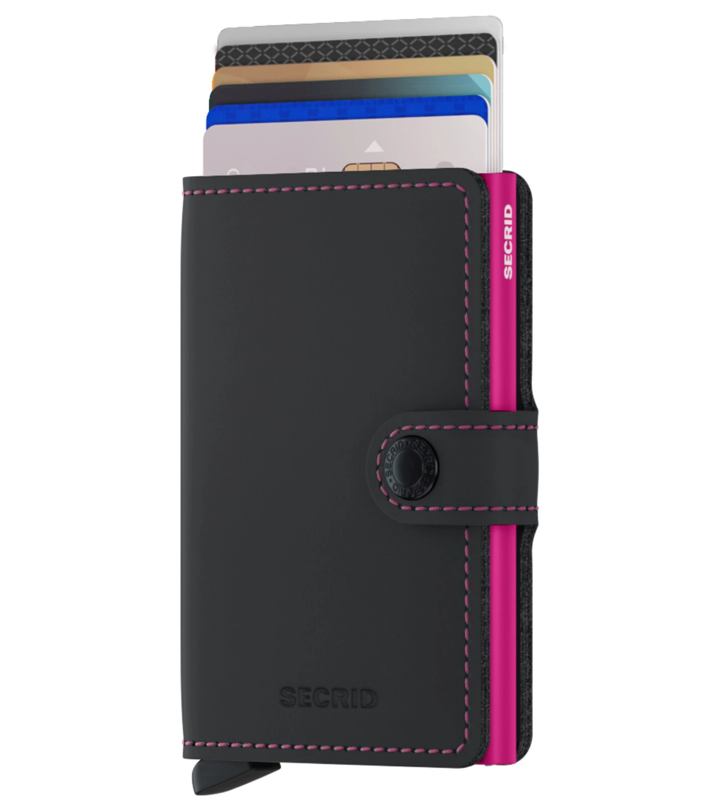 Secrid Miniwallet Compact RFID Wallet - Matte Black / Fuchsia