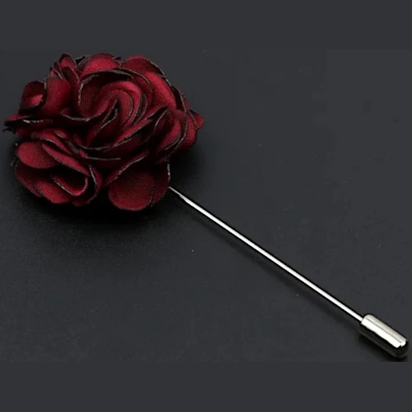 Lapel Pin Red Flower Mens Suit Floral Corsage Brooch Wedding Bridal Party