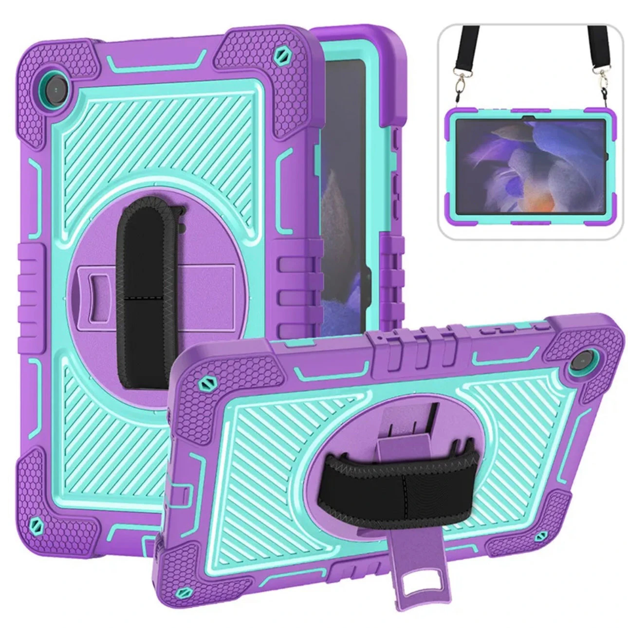 Samsung Galaxy Tab A9+ Plus 11" 2023 X210 X215 Heavy Duty Shockproof Case Cover - Purple/Mint