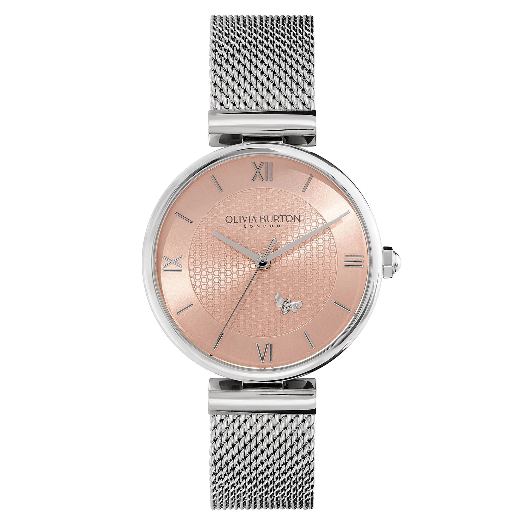 Olivia Burton Steel Mesh Blush Sunray Dial Women's Watch - 24000095