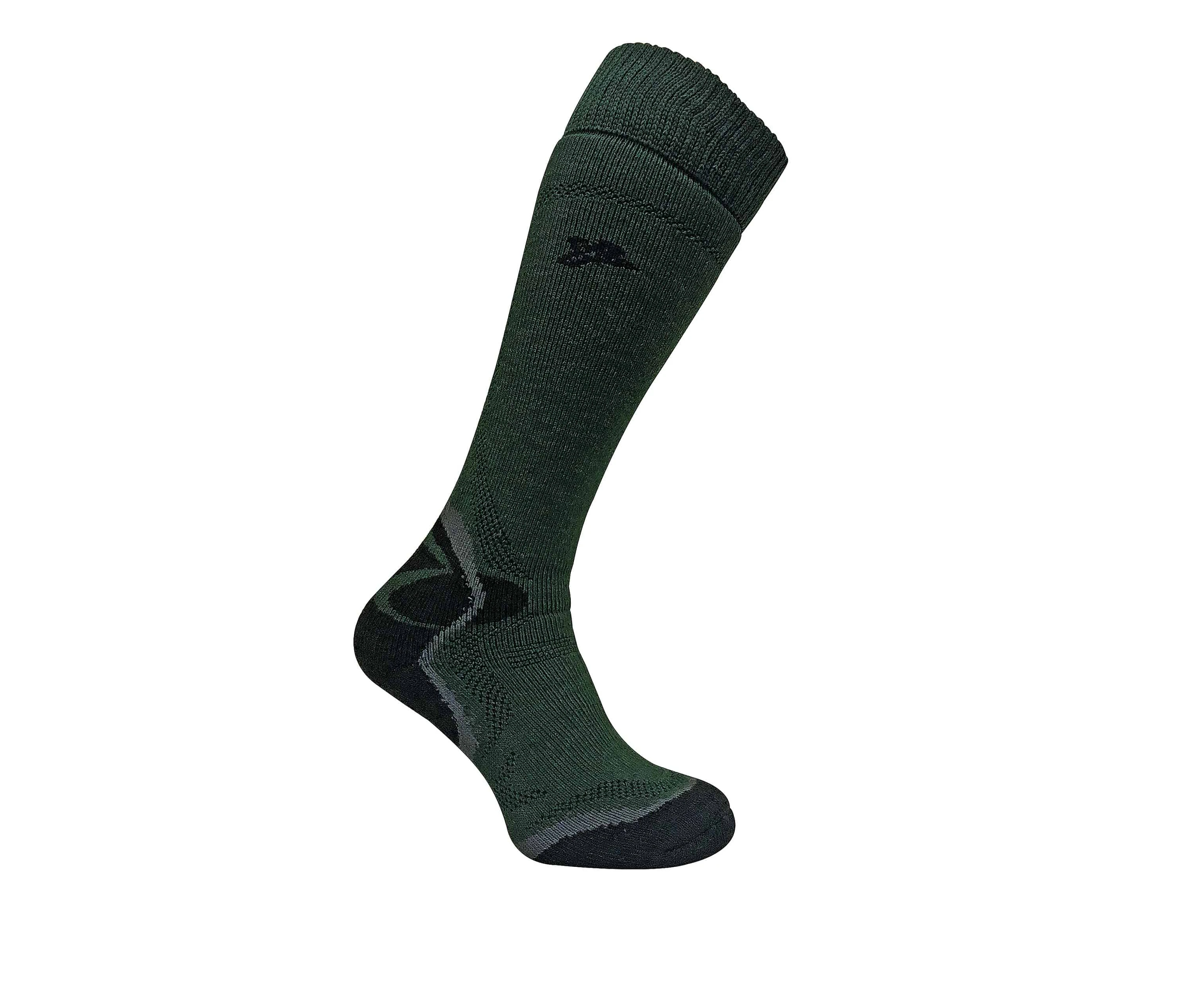 Dr Hunter - Mens Merino Wool Long Knee High Padded Heel Green Socks - Green