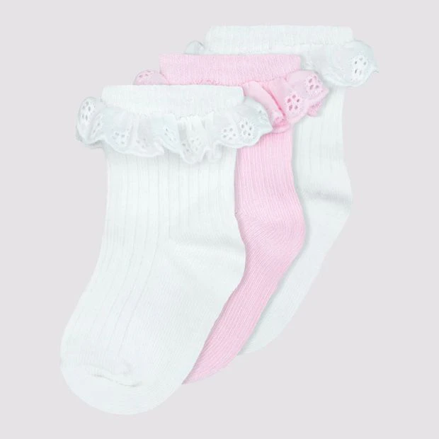 Baby Organic Cotton Ruffle Crew Socks 3 Pack - Underworks - White