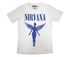 Nirvana | Official Band Ladies T-Shirt | Angelic Blue Mono white