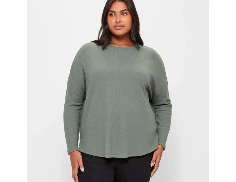 Target Plus Size Textured High Low Top - Green