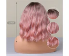 Short Bob Wigs for Women Synthetic Wavy Wig with Bangs Ombre Black Pink Red Cosplay Party Natural Wig Heat Resistant - LC030-1 wig