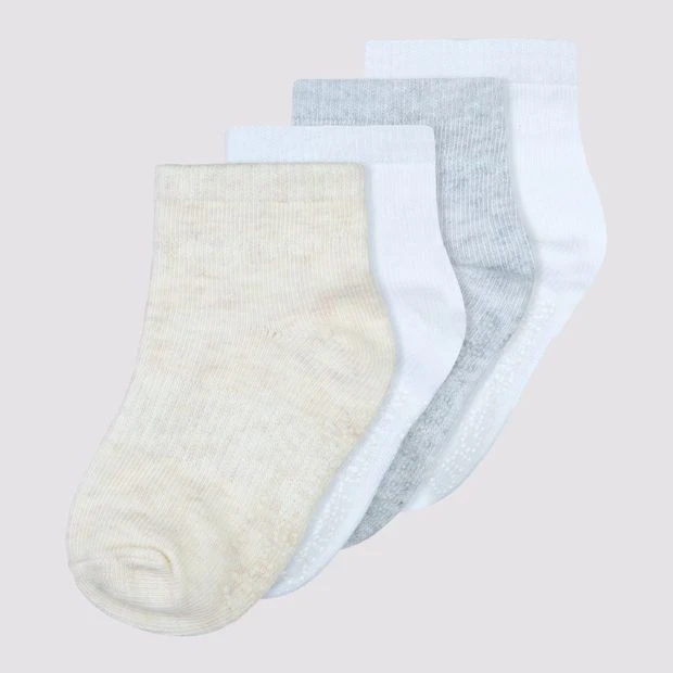 Baby Organic Cotton Stay On Mid-crew Socks 4 Pack - Underworks - Neutral