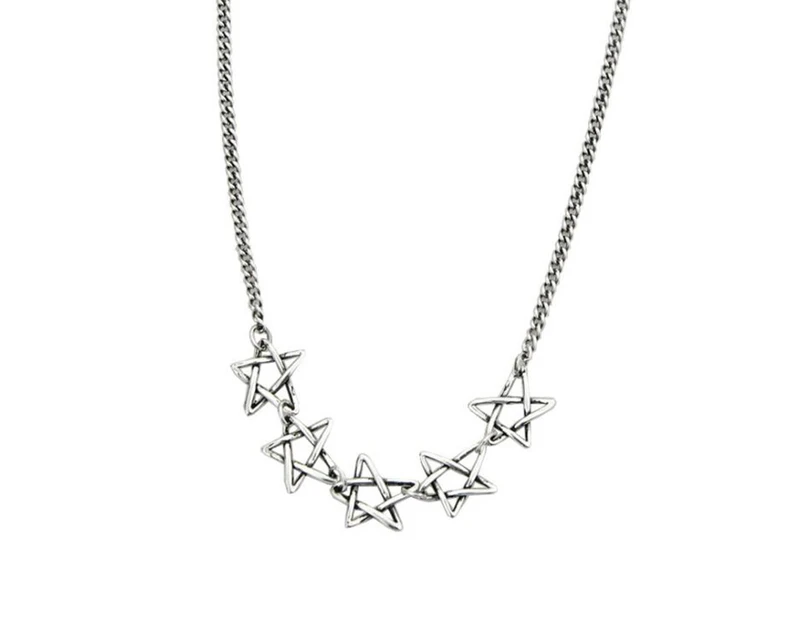 2PCS Silver plating Five-pointed Star Necklace Female Star Clavicle Necklace For Women