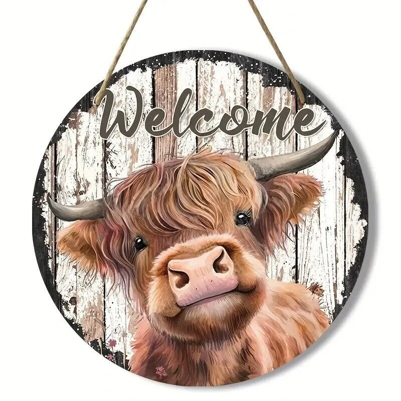 Funny Farmhouse Wood Signs Cow Rustic Wood Signs Round Wooden Home Garage Wall