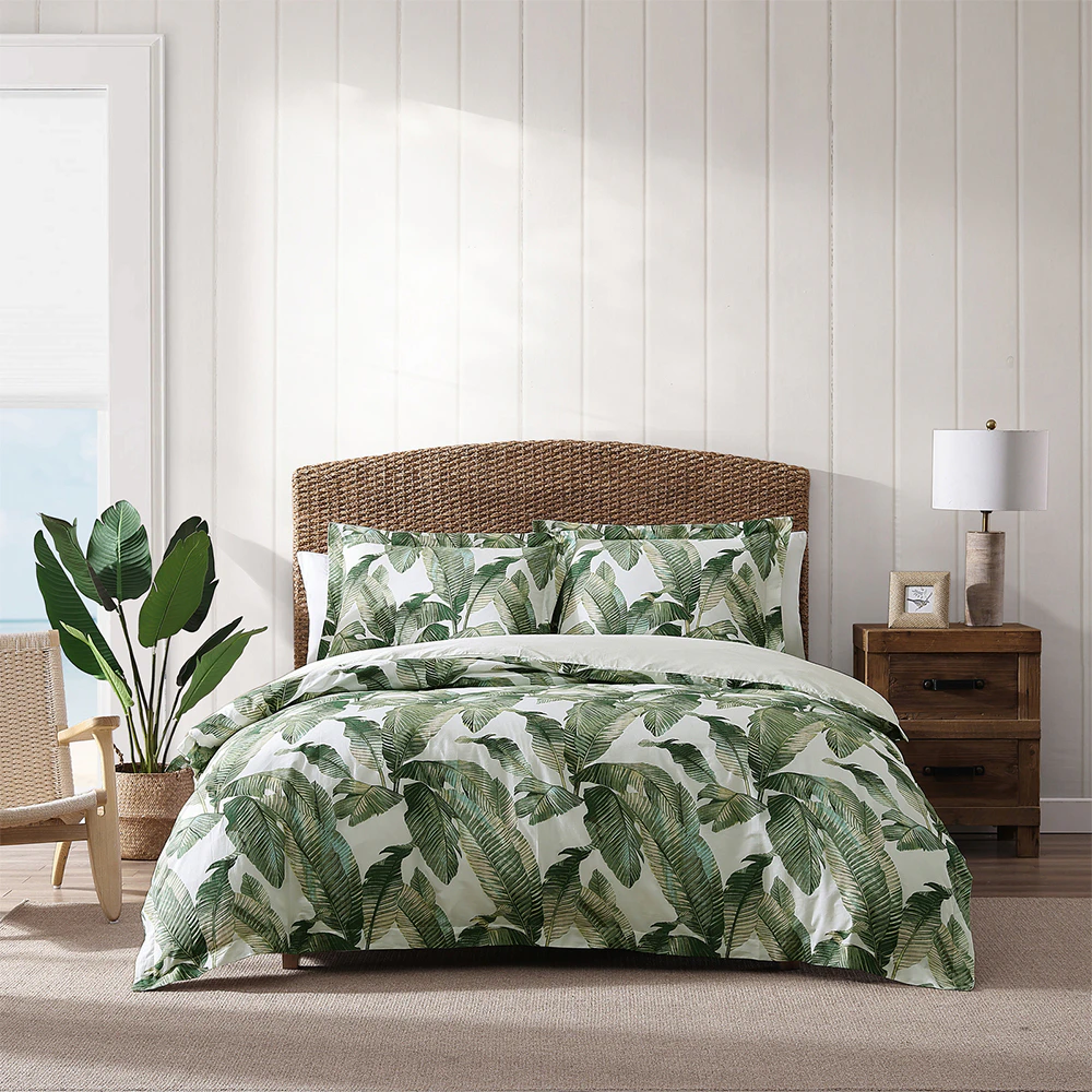 Tommy Bahama Fiesta Palms Cotton Quilt Cover w/ Pillowcase Set Green - Green