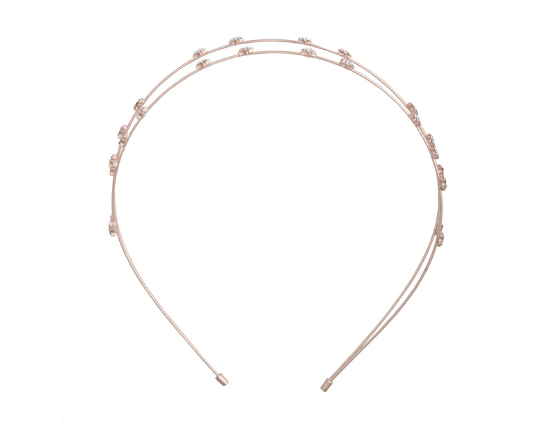 Rose Gold Double Row Diamante Star Headband