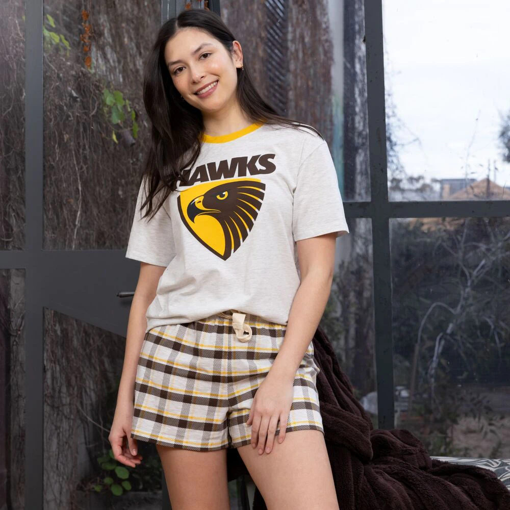 Hawthorn Hawks Womens Check PJ Set Size:M