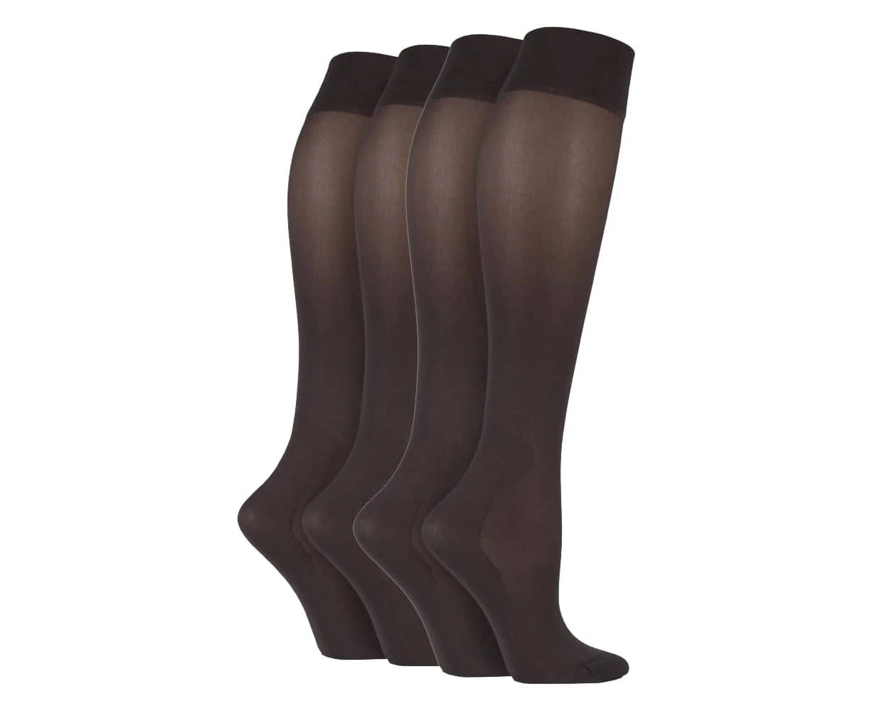 2 Pairs Ladies 40 Denier Compression Knee High Energising Socks - Brown