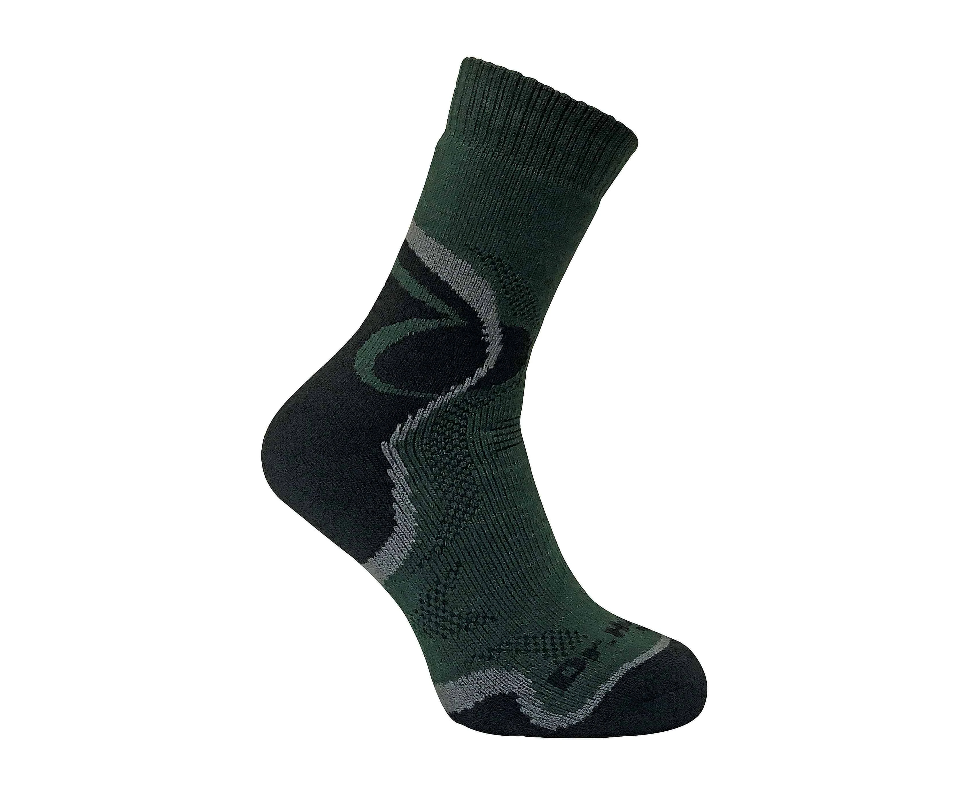 Dr Hunter - Mens Thick Warm Cushioned Padded Sole Merino Wool Thermal Hiking Socks - Green