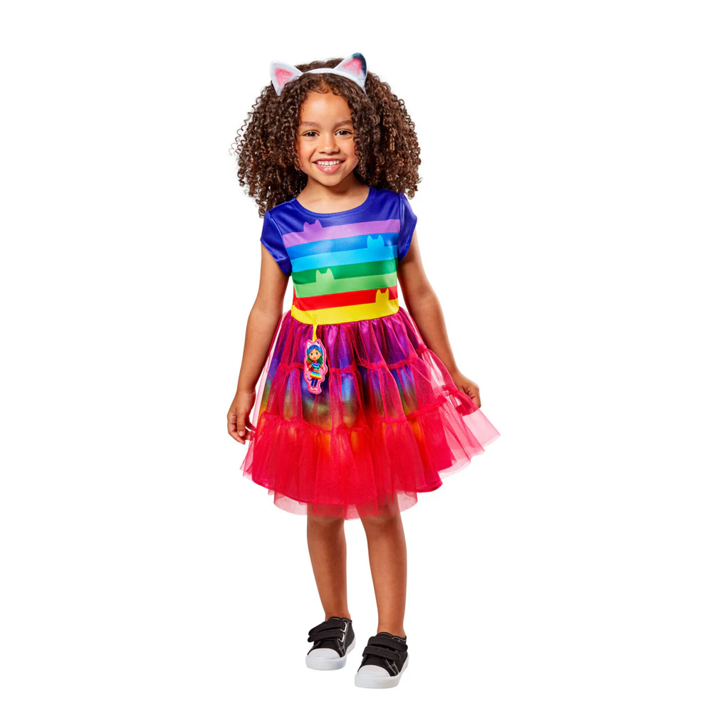 Gabby Rainbow 2 Tutu Dress w/ Headpiece Costume Party Outfit Kids - Multi-Colour